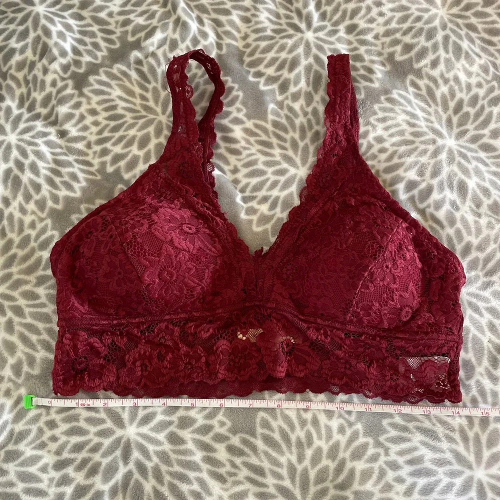 Red Floral Lace Longline Bralette size XL Wishful Park Festival Beach Loungewear